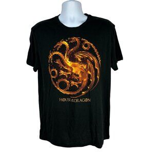 House Of The Dragon Logo Graphic Black T-Shirt Size Large 42/44